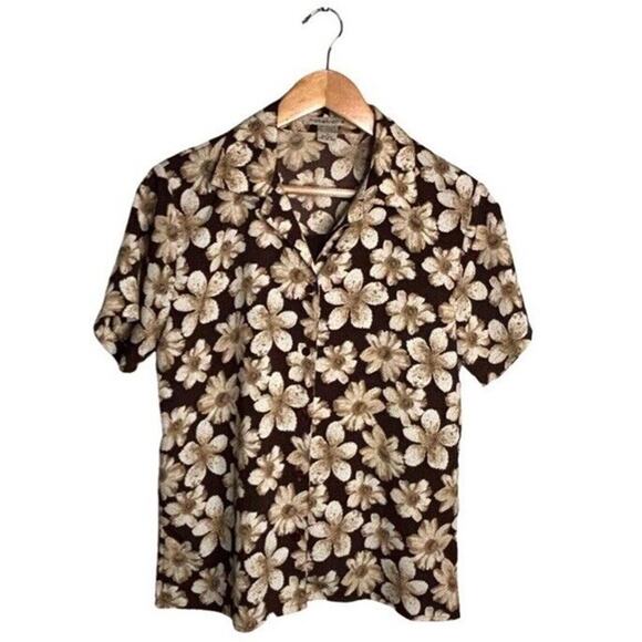 Vintage Notations Button Up Hawaiian Tropical Size Small Y2K Blouse Floral - Picture 7 of 8